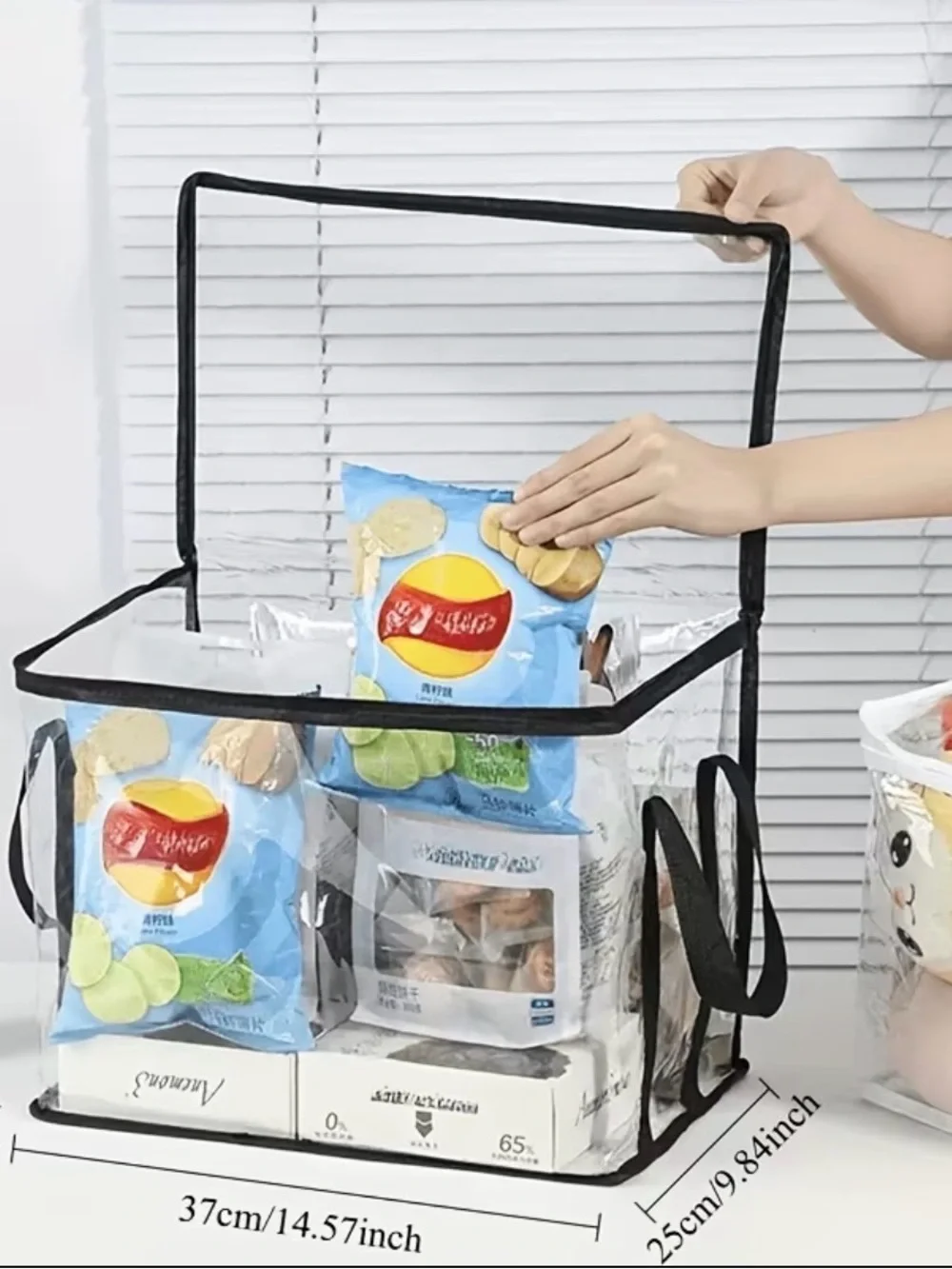 🆕 2pk-Clear Zippered Storage Box with Black Trim - Home Storage & Organization